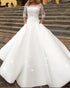 2018 Fashion Simple Satin Wedding Dresses Off The Shoulder Half Sleeve Modest Lace Bridal Gowns for Wedding