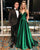 Sexy Spaghetti Straps Prom Dresses with V-Neck 2018 A line Long Prom Party Gowns Pageant Dress
