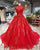 2018 Red Lace Ball Gown Wedding Dresses with High Neck Gorgeous Wedding Gowns with Beadings