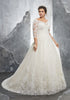 A-line Lace Wedding Dresses with 3/4 Sleeve Elegant Lace Bridal Gowns