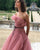 Delicate Strapless Blush Pink Tulle Prom Dresses with Ruffles 2018 Long Prom Gowns with Belt