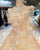 Champagne Gold Ball Gown Wedding Dresses with High Neck 2018 Bridal Gowns with Flowers