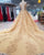 Off The Shoulder Ball Gown Wedding Dresses with Cap Sleeves 2018 Gold Lace Bridal Gowns Beadings