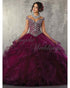 New Arrival 2018 Grape Tulle Quinceanera Dresses Ball Gown Tulle Ruffles Cap Sleeves