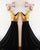 Gold Sequins Black Chiffon Bridesmaid Dresses Ruffles V-Neck Floor Length
