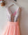 Silver Sequins Pink Chiffon Bridesmaid Dresses Ruffles V-Neck Floor Length