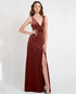 English Rose Long Bridesmaid Dresses Split V-Neck Stunning Velvet Party Dress for Bridesmaids
