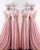 Rose Gold Sequins Dusty Pink Chiffon Bridesmaid Dresses Ruffles V-Neck Floor Length
