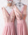 Rose Gold Sequins Dusty Pink Chiffon Bridesmaid Dresses Ruffles V-Neck Floor Length