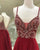 Sexy Spaghetti Straps Red Prom Dresses with Beadings A-line Chiffon Long Party Gowns 2018