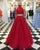 Elegant Two Pieces Prom Dresses with Halter Pink Long Lace Tulle Prom Gowns 2018 New Arrival