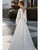 Modest Full Sleeve Wedding Dresses Split Side V-Neck Elegant A-line Brides Gowns with Buttons