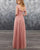 2019 Elegant Deep V-Neck Dusty Pink Chiffon Bridesmaid Dress Party Gowns Floor Length