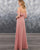 Sexy Spaghetti Straps Dusty Pink Chiffon Bridesmaid Dresses Tiered Ruffles Floor Length
