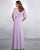 Light Purple Long Bridesmaid Dresses with Half Sleeve V-Neck Party Gown Floor Length