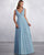 2019 Elegant Mint Chiffon Bridesmaid Dresses V-Neck Party Gowns Floor Length