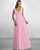 2019 Elegant Mint Chiffon Bridesmaid Dresses V-Neck Party Gowns Floor Length