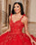 Glitter Red Quinceanera Dress 3D Flowers Sequined Tulle Lace Ball Gowns Sweet 16 vestidos de quinceañera