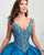 Deep V-Neck Dark Blue Quinceanera Dresses Beaded Organza Ruffles Ball Gown vestidos de quinceañera
