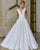 Simple Satin Wedding Dresses Plunge V-Neck Elegant A-line Bridal Gowns with Pockets