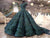 Dark Green Ball Gown Evening Dresses with Cap Sleeves 2018