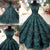 Dark Green Ball Gown Evening Dresses with Cap Sleeves 2018