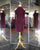 Sexy Burgundy Sheath Cocktail Dresses 2018 Halter Beaded Short Prom Party Gowns with Full Sleeve