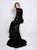 Long Sleeve Black Mermaid Evening Dresses Scoop Neckline Formal Dress
