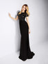 Black Evening Gowns Beaded O-Neck Short Sleeve Formal Dresses 2018