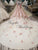 Illusion Neck Blush Pink Lace Ball Gown Evening Dresses 2018