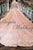 Luxury Pink Lace Long Sleeve Ball Gown Wedding Dress Beaded Flowers