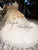 Gold Lace Ball Gown Wedding Dresses with Appliques Beaded