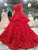 Delicate Coral Pink Ball Gown Lace Wedding Dresses with Flowers