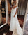 Sexy White Lace Beach Wedding Dress Cheap A-line Chiffon Cap Sleeve V-Neck Plus Size Bridal Gown