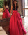 A line Prom Dresses with Plunge Neckline Satin Long 2018 Pageant Gowns
