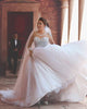 Sexy Sheer Tulle Wedding Dress Ball Gown Long Sleeve Beaded Princess Bridal Gowns