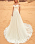2018 Simple Ivory Wedding Dresses A line Off The Shoulder Modest Tulle Lace Wedding Bridal Gowns