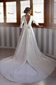 Elegant 2019 Satin Wedding Dresses Half Sleeve A-line Lace Long Bridal Dress Chapel Train
