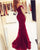 Sexy Burgundy Lace Mermaid Prom Dresses 2020 Floor Length