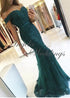 Cap Sleeve Lace Mermaid Dark Green Prom Dresses 2020 Floor Length