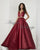 Deep V-Neck Burgundy Satin Long Prom Dresses 2020
