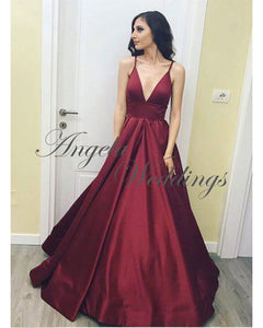 Sexy Burgundy Evening Gowns 2018 Formal Dress Floor Length