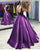 Elegant Purple Elastic Satin Prom Dresses Long Backless