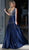Gorgeous Navy Blue Satin Prom Dresses with Rhinestones 2020