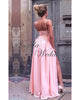 2019 Pink Prom Dresses Split Long Chiffon Party Gowns