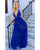Royal Blue Prom Dresses Long 2020 Halter Beaded Party Gowns