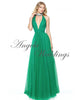 Fashion 2020 Prom Dress Long Halter Beaded Green Evening Gowns