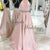 Halter Prom Dress Long 2020 Pink Elastic Satin Party Gowns