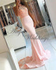 2020 Pink Mermaid Prom Dresses with Halter Sexy Prom Gown