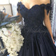 Navy Blue Satin Lace Ball Gown Prom Dresses with Flowers 2020 Collections